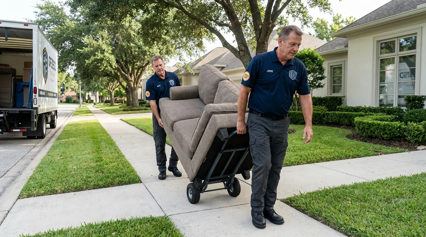 Local residential moving crew loading furniture in Menasha, WI